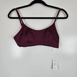 CupShe Scoop Neck Bikini Top Burgundy Ribbed Size Medium‎ New With Tags Beach